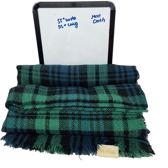 ModCloth Womens Hunter Green Navy Blue Plaid Blanket Scarf Wrap Long Cozy Chunky - Picture 10 of 10